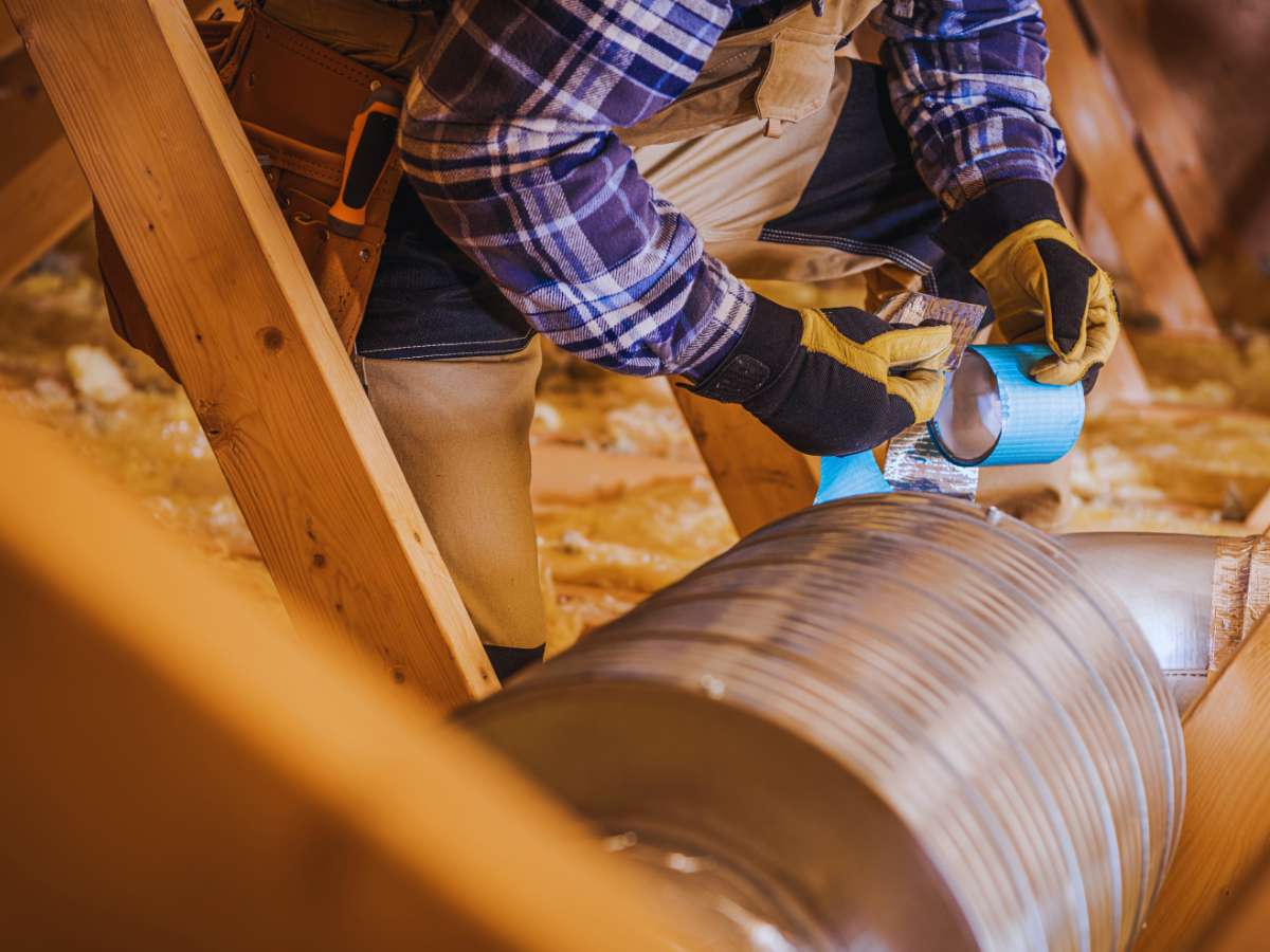 HVAC repairing damaged ductwork